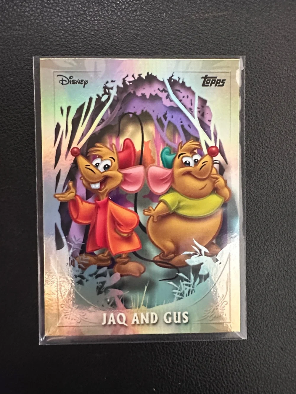 Disney Jaq and Gus Holographic Card - Pink, Red, Green, Purple